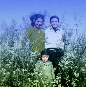 HUGUETTE 1950 AUX GENETS AVEC PAPA MAMAN 1950